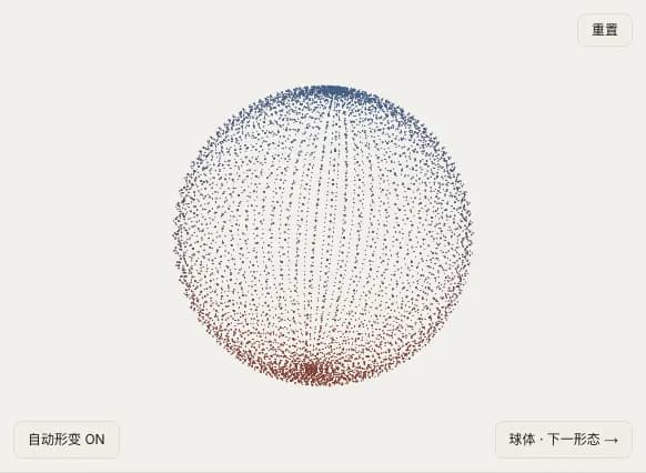 Blue-violet particles forming an undulating parametric surface.